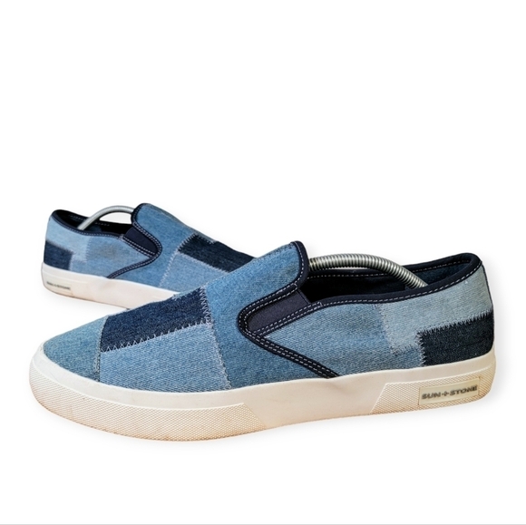 Sun + Stone Denim Patch Slip on Sneakers Loafers Size 12 - Picture 1 of 16